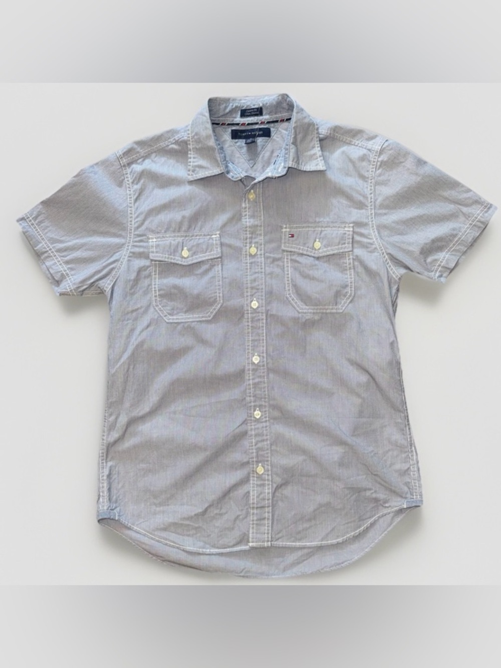 Tommy Hilfiger Light Blue Short-Sleeve Button Down Shirt